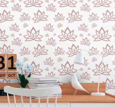 Papeles de pared modernos Patrón de flor de loto minimalista - TenVinilo