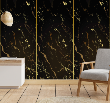 Papeles de pared modernos Textura de mármol oro negro - TenVinilo